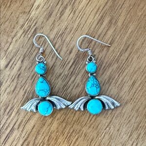 Turquoise and Silver Winged Earrings marked!